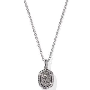 NEW Daphne Silver Framed Short Pendant Necklace in Platinum Drusy
